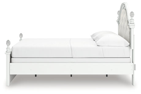 Kozlani Full Upholstered Panel Bed with Dresser in White from Ashley - Luna Furniture