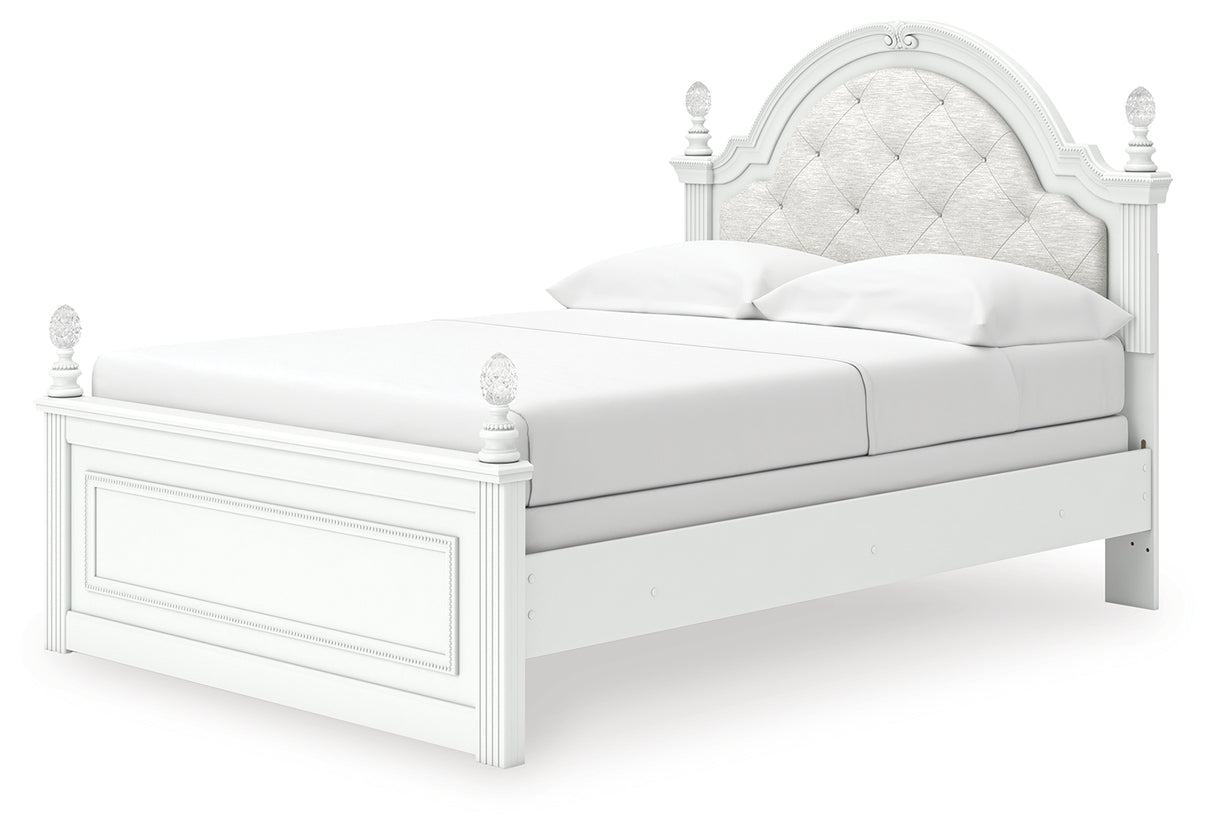 Kozlani Full Upholstered Panel Bed with Dresser in White from Ashley - Luna Furniture