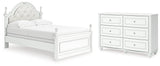Kozlani Full Upholstered Panel Bed with Dresser in White from Ashley - Luna Furniture