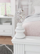 Kozlani Full Upholstered Panel Bed with Mirrored Dresser in White from Ashley - Luna Furniture