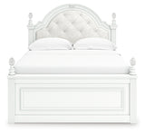 Kozlani Full Upholstered Panel Bed with Mirrored Dresser in White from Ashley - Luna Furniture