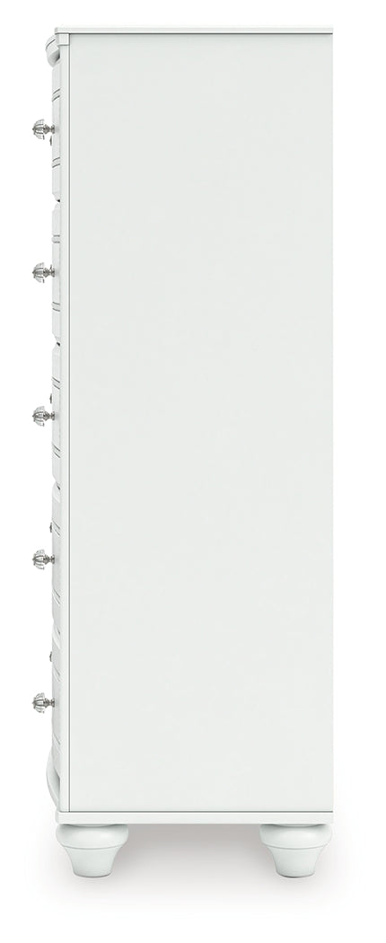 Kozlani Full Upholstered Panel Storage Bed with Dresser and Chest in White from Ashley - Luna Furniture