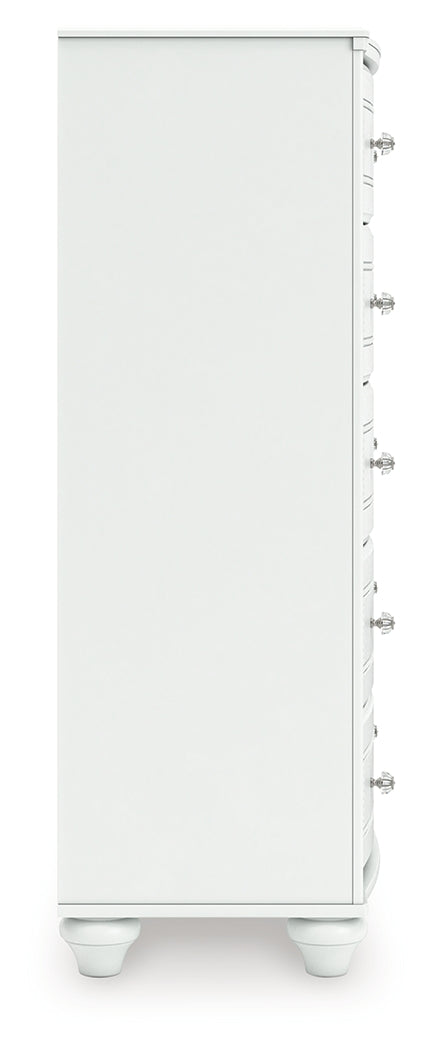 Kozlani Full Upholstered Panel Storage Bed with Dresser and Chest in White from Ashley - Luna Furniture