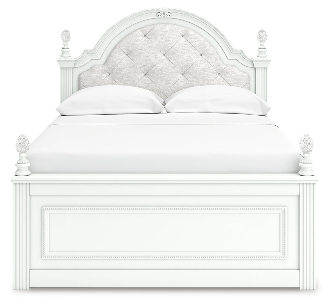 Kozlani Full Upholstered Panel Storage Bed with Dresser and Chest in White from Ashley - Luna Furniture