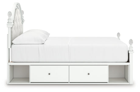Kozlani Full Upholstered Panel Storage Bed with Dresser and Nightstand in White from Ashley - Luna Furniture