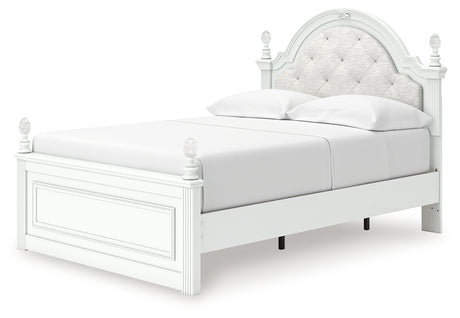 Kozlani Full Upholstered Panel Storage Bed with Dresser in White from Ashley - Luna Furniture