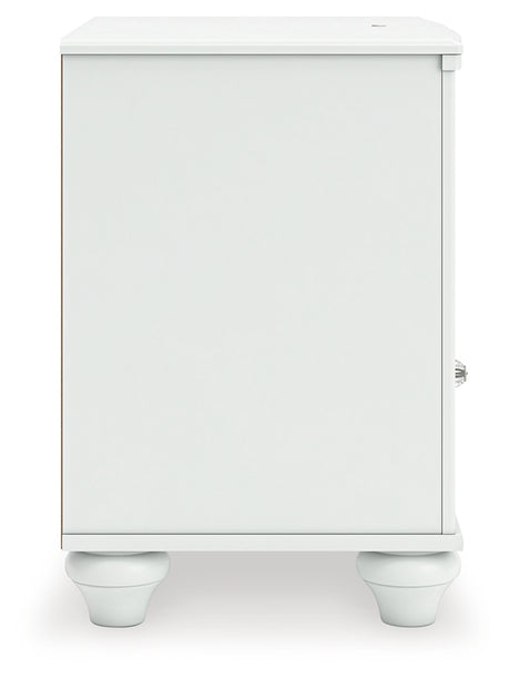 Kozlani Full Upholstered Panel Storage Bed with Mirrored Dresser and Nightstand in White from Ashley - Luna Furniture