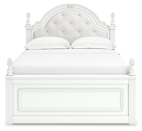 Kozlani Full Upholstered Panel Storage Bed with Mirrored Dresser and Nightstand in White from Ashley - Luna Furniture