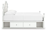 Kozlani Full Upholstered Panel Storage Bed with Mirrored Dresser and Nightstand in White from Ashley - Luna Furniture