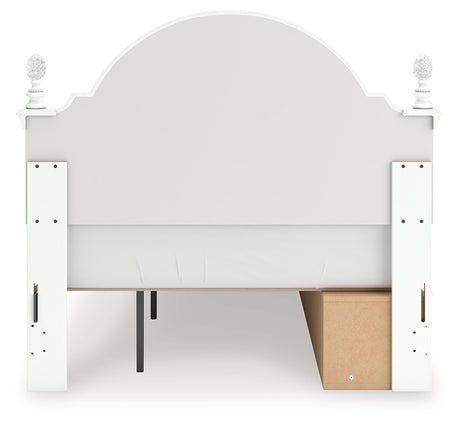 Kozlani Full Upholstered Panel Storage Bed with Mirrored Dresser in White from Ashley - Luna Furniture