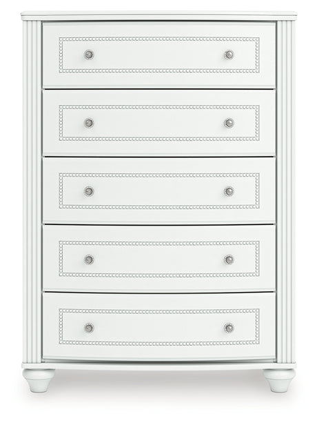 Kozlani Twin Upholstered Panel Bed with Dresser and Chest in White from Ashley - Luna Furniture