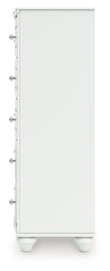 Kozlani Twin Upholstered Panel Bed with Dresser and Chest in White from Ashley - Luna Furniture