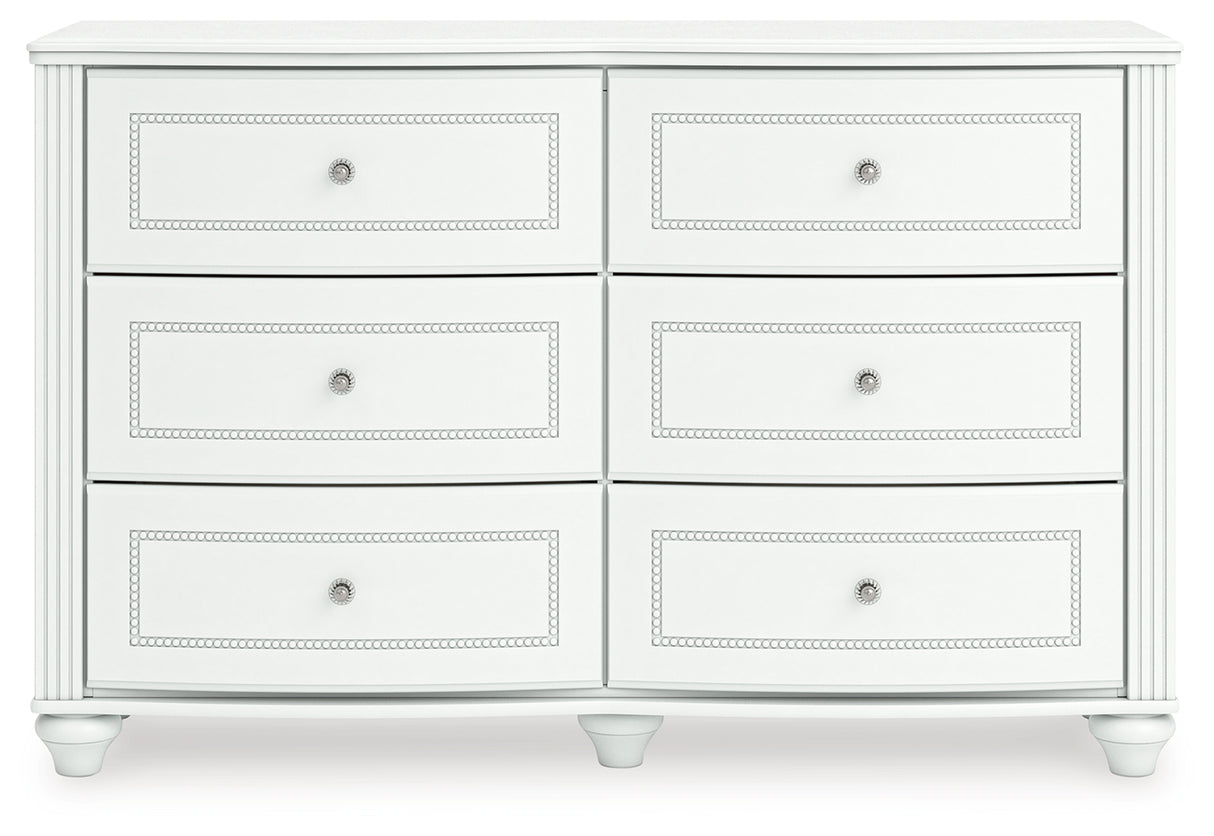 Kozlani Twin Upholstered Panel Bed with Dresser and Nightstand in White from Ashley - Luna Furniture