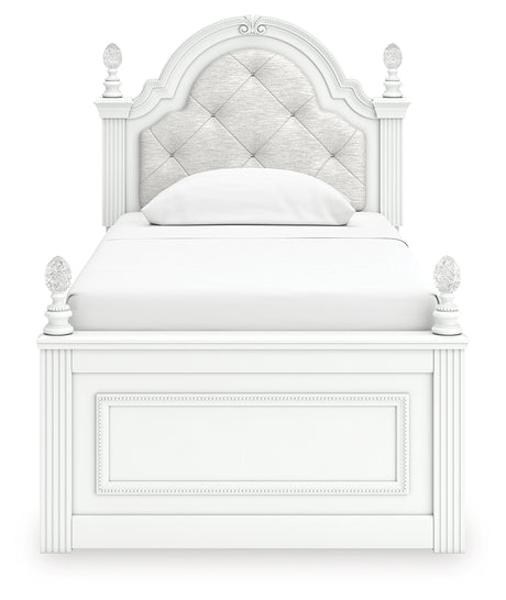 Kozlani Twin Upholstered Panel Bed with Dresser in White from Ashley - Luna Furniture