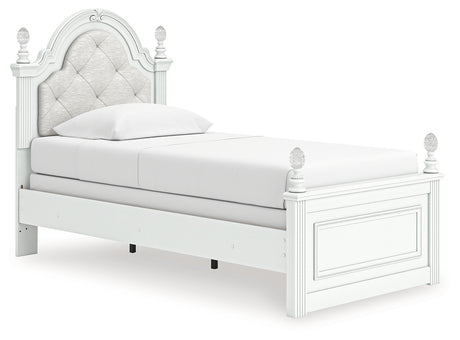 Kozlani Twin Upholstered Panel Bed with Dresser in White from Ashley - Luna Furniture