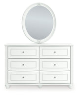 Kozlani Twin Upholstered Panel Bed with Mirrored Dresser and Nightstand in White from Ashley - Luna Furniture