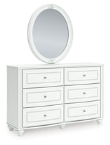 Kozlani Twin Upholstered Panel Bed with Mirrored Dresser and Nightstand in White from Ashley - Luna Furniture