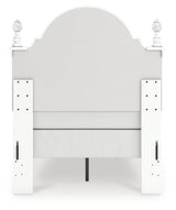 Kozlani Twin Upholstered Panel Bed with Mirrored Dresser and Nightstand in White from Ashley - Luna Furniture