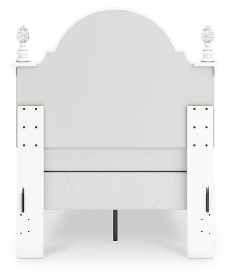Kozlani Twin Upholstered Panel Bed with Mirrored Dresser and Nightstand in White from Ashley - Luna Furniture