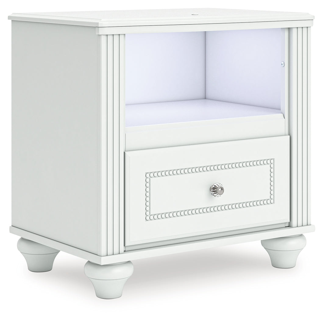 Kozlani Twin Upholstered Panel Storage Bed with Dresser and Nightstand in White from Ashley - Luna Furniture