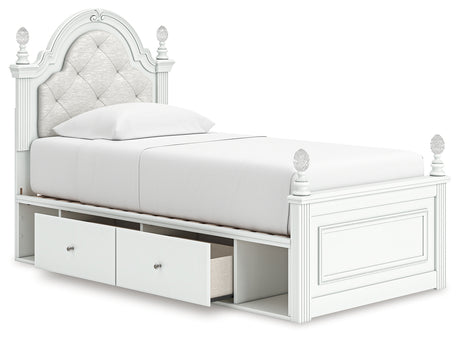 Kozlani Twin Upholstered Panel Storage Bed with Dresser in White from Ashley - Luna Furniture