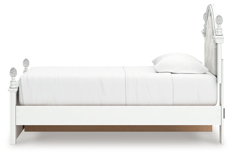 Kozlani Twin Upholstered Panel Storage Bed with Dresser in White from Ashley - Luna Furniture
