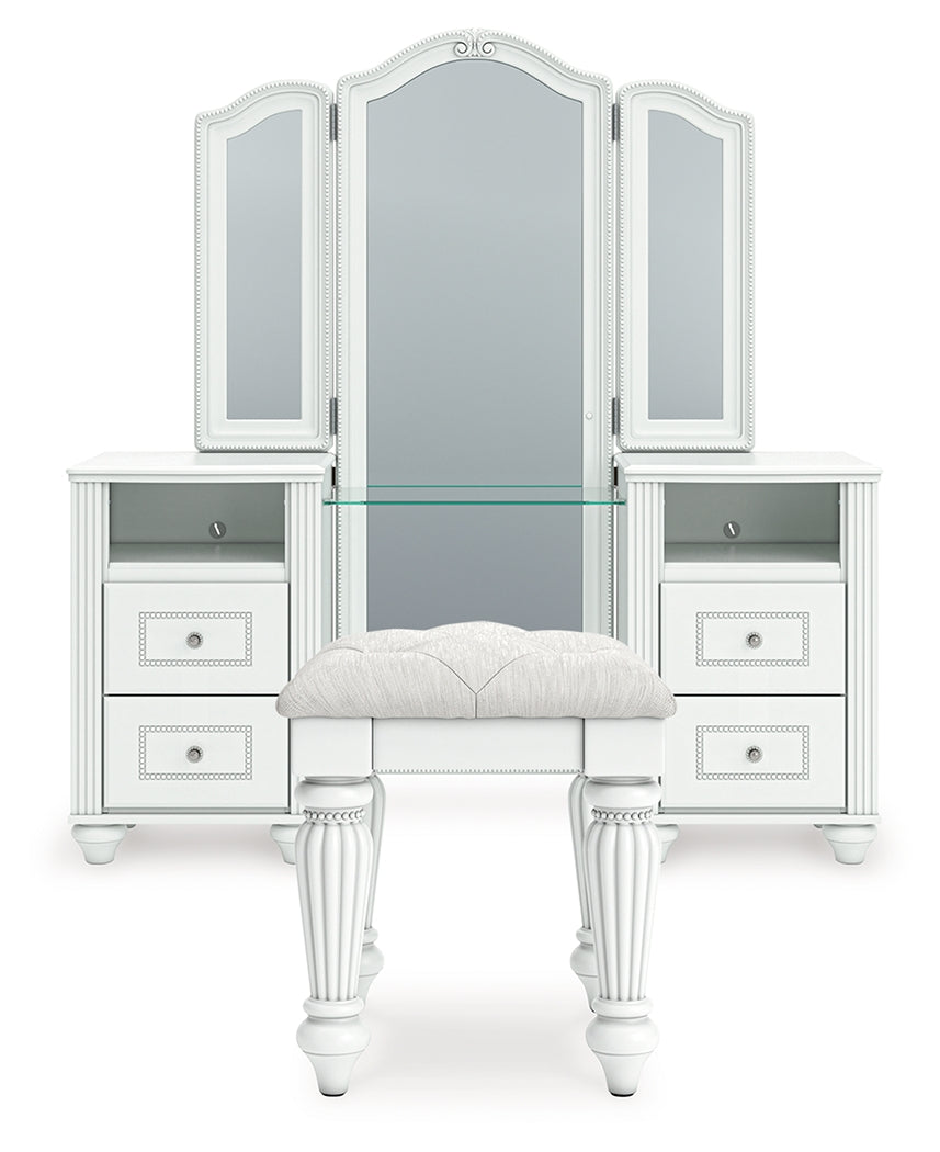 Kozlani Vanity, Mirror and Stool from Ashley - Luna Furniture