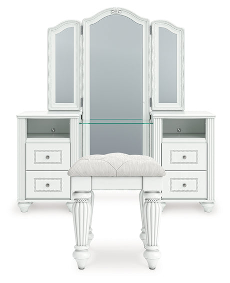 Kozlani Vanity, Mirror and Stool from Ashley - Luna Furniture