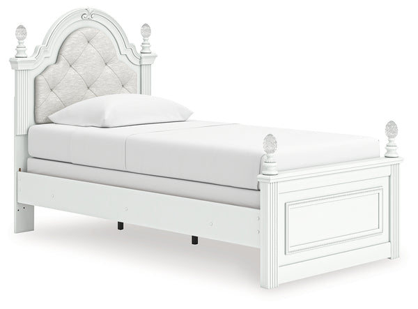 Kozlani White Twin Upholstered Panel Bed