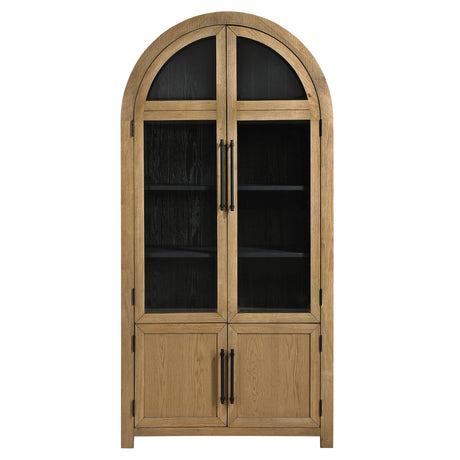 Magnolia Weathered Sand Curio with Black Interior from Steve Silver - Luna Furniture