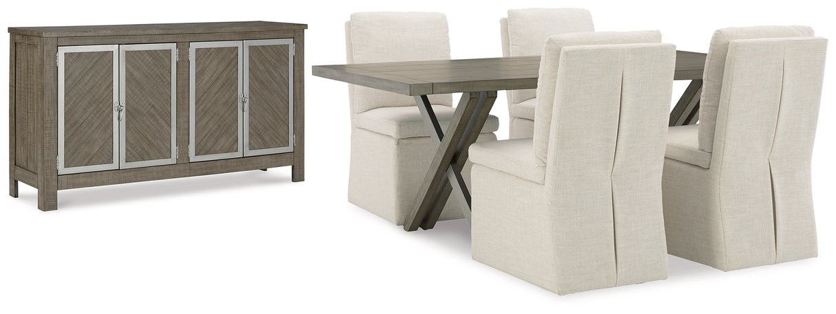 Krystanza Dining Table and 4 Chairs with Storage in Weathered Gray from Ashley - Luna Furniture