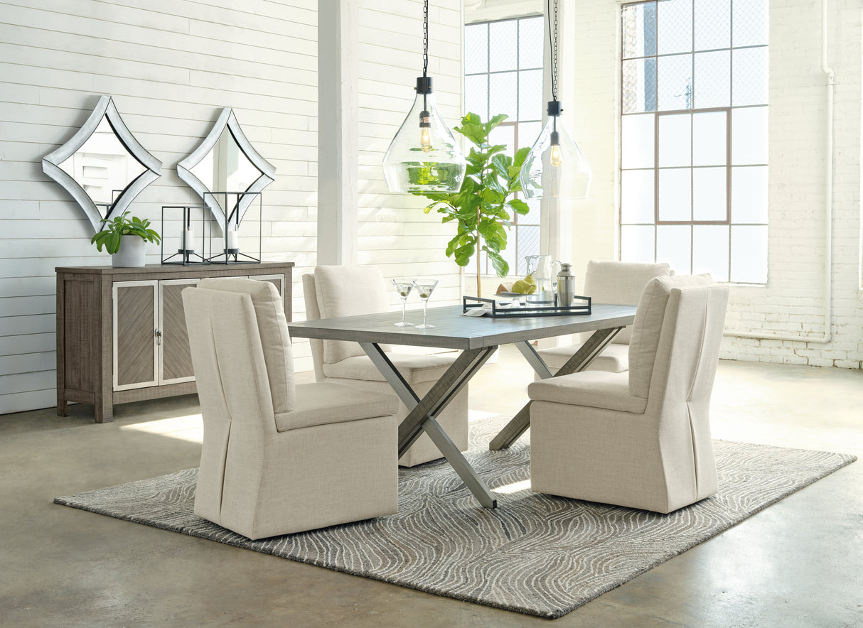 Krystanza Dining Table and 4 Chairs with Storage in Weathered Gray from Ashley - Luna Furniture