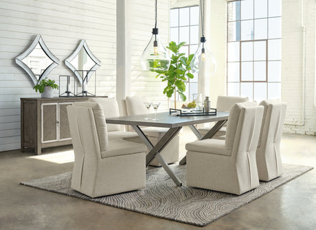Krystanza Dining Table and 6 Chairs with Storage in Weathered Gray from Ashley - Luna Furniture