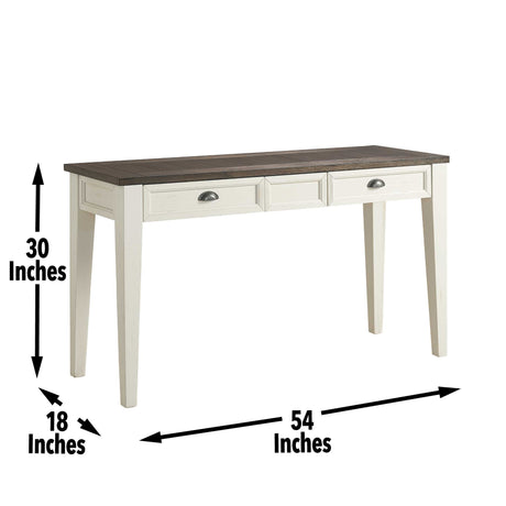 Cayla Sofa Table, Dark Oak/White from Steve Silver - Luna Furniture