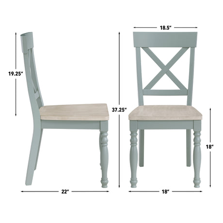 Darcy Solid Wood Side Chair, Mint Green and Natural Finish, Set of 2 from Steve Silver - Luna Furniture