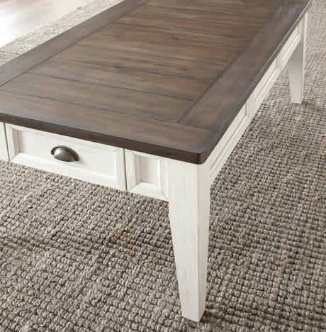 Cayla Cocktail Table, Dark Oak/White from Steve Silver - Luna Furniture