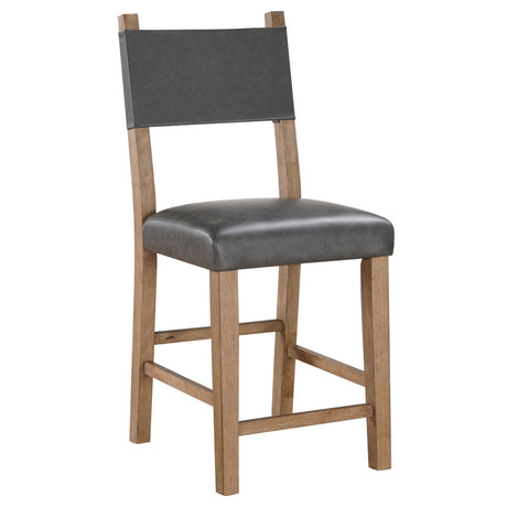 Aubrey 24″ Driftwood Counter Chair with Gray Vegan Leather from Steve Silver - Luna Furniture