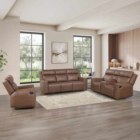 Barron 3-Piece Manual Reclining Brown Vegan Leather Set from Steve Silver - Luna Furniture