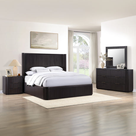 Henry Espresso Reeded King Bed from Steve Silver - Luna Furniture