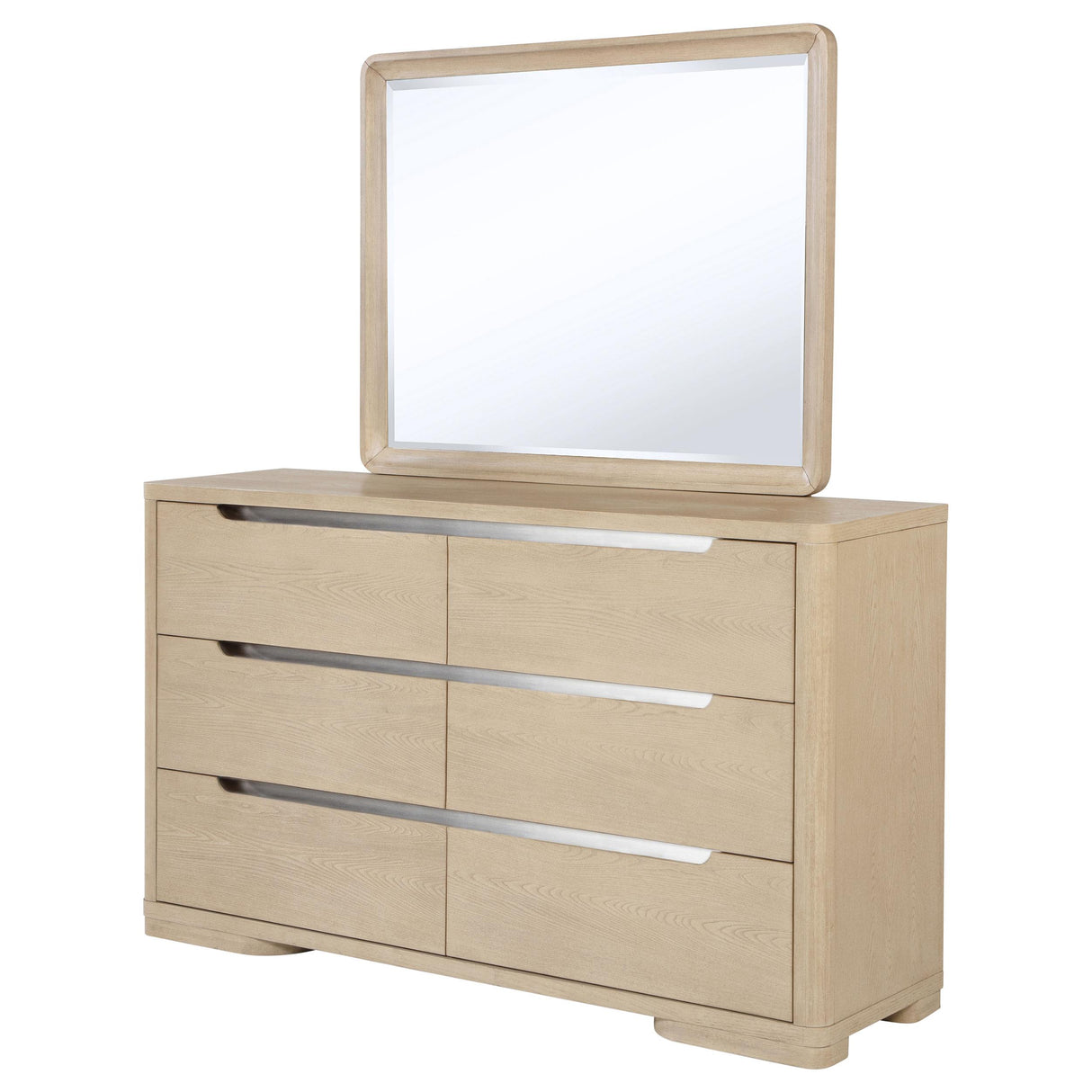 Ladera 6-drawer Bedroom Dresser and Mirror Light Elm from Coaster - Luna Furniture
