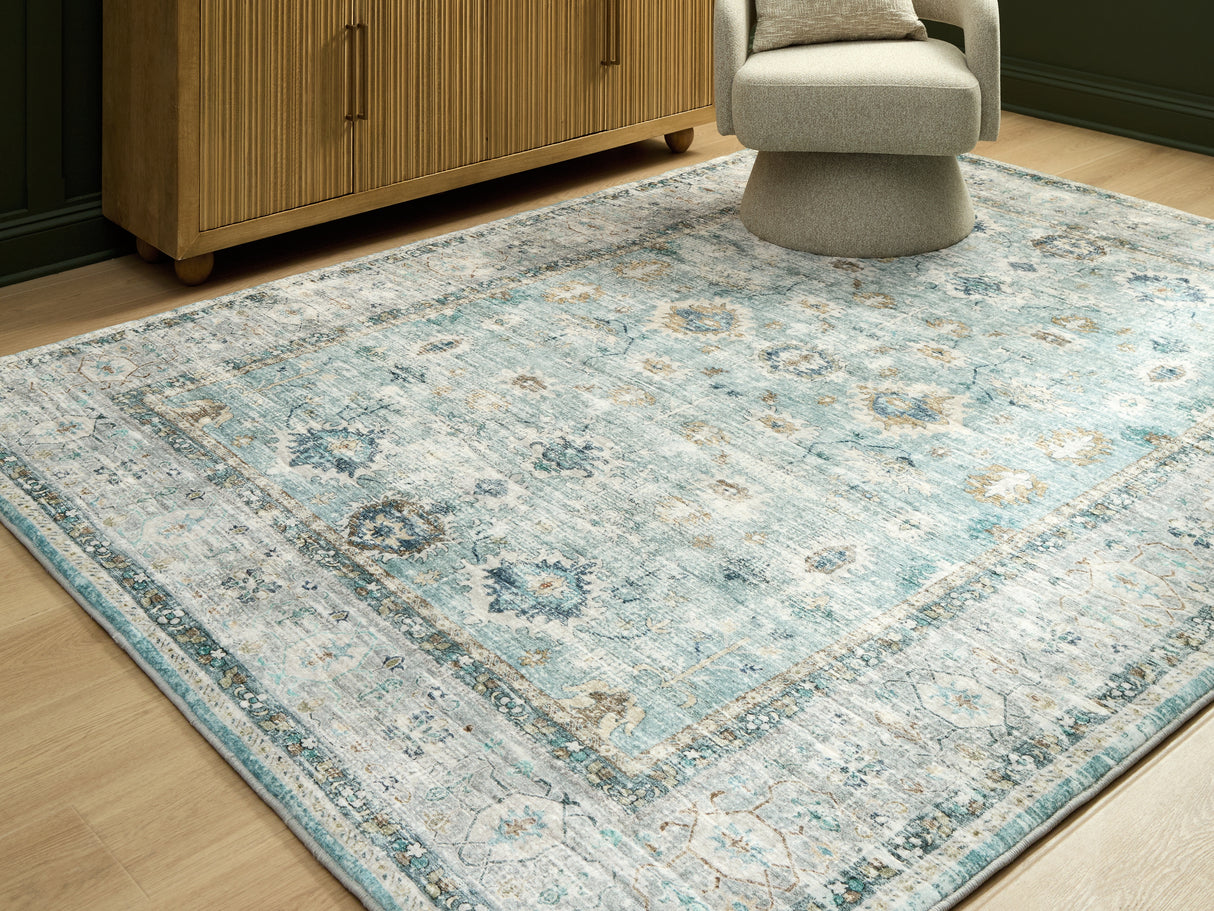 Ladstoney Teal/Beige/Ochre Large Rug from Ashley Furniture - Luna Furniture