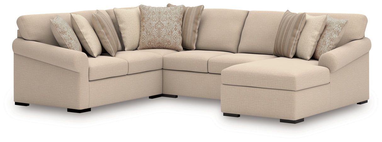 LadyMae Twill 4-Piece RAF Chaise Sectional from Ashley - Luna Furniture
