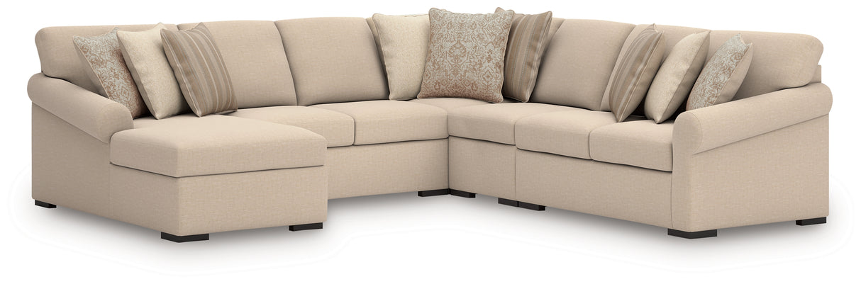 LadyMae Twill 5-Piece LAF Chaise Sectional from Ashley - Luna Furniture