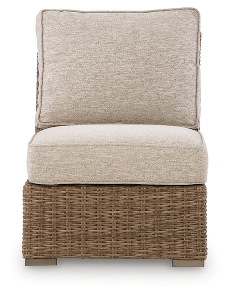Laguna Heights Beige Outdoor Armless Chair with Cushion from Ashley - Luna Furniture