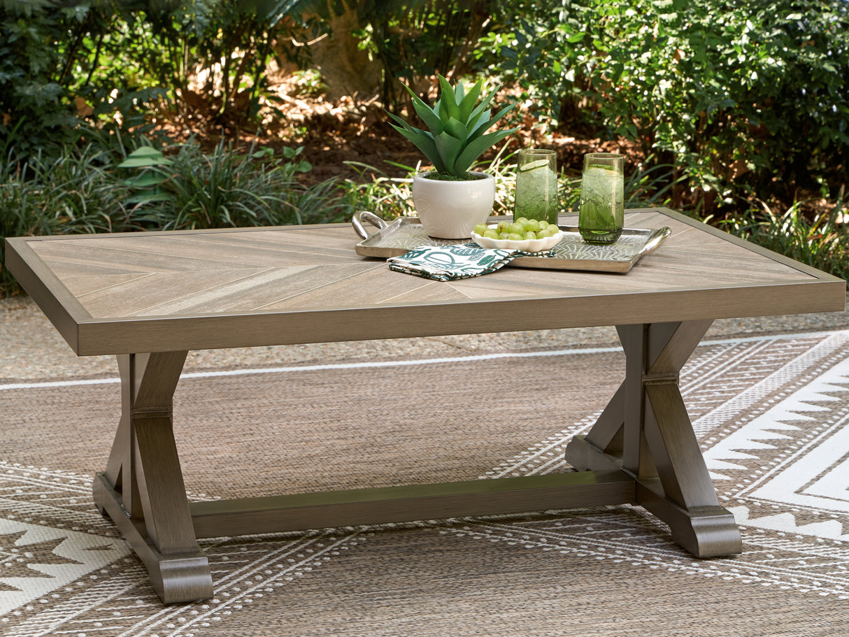 Laguna Heights Beige Outdoor Coffee Table from Ashley Furniture - Luna Furniture