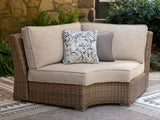 Laguna Heights Beige Outdoor Curved Corner Chair with Cushion from Ashley - Luna Furniture