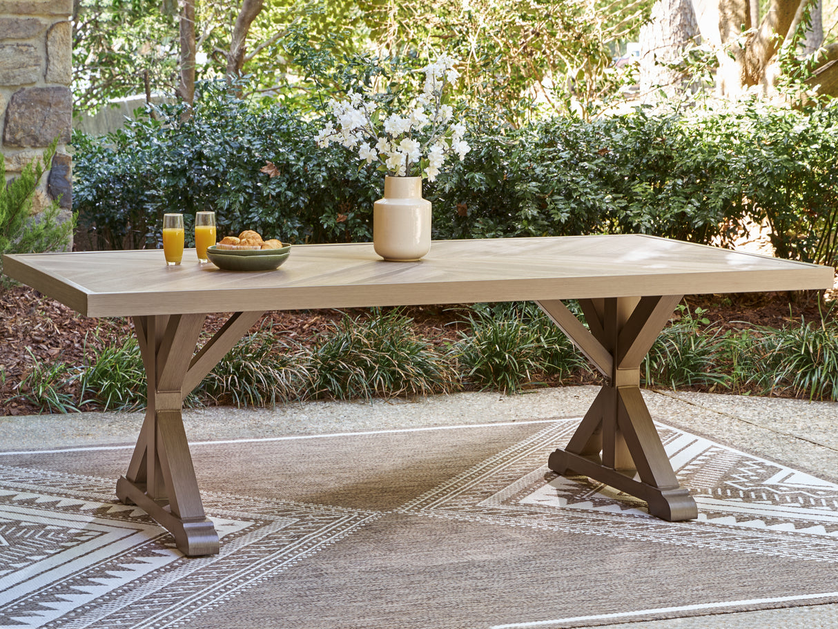 Laguna Heights Beige Outdoor Dining Table from Ashley - Luna Furniture