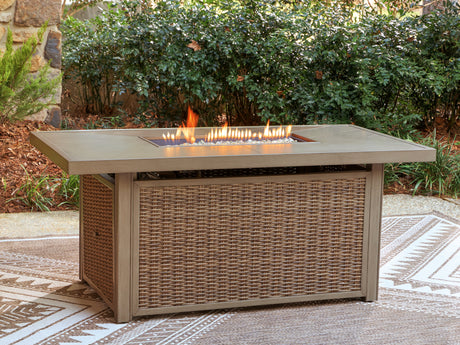 Laguna Heights Beige Outdoor Fire Pit Table from Ashley - Luna Furniture