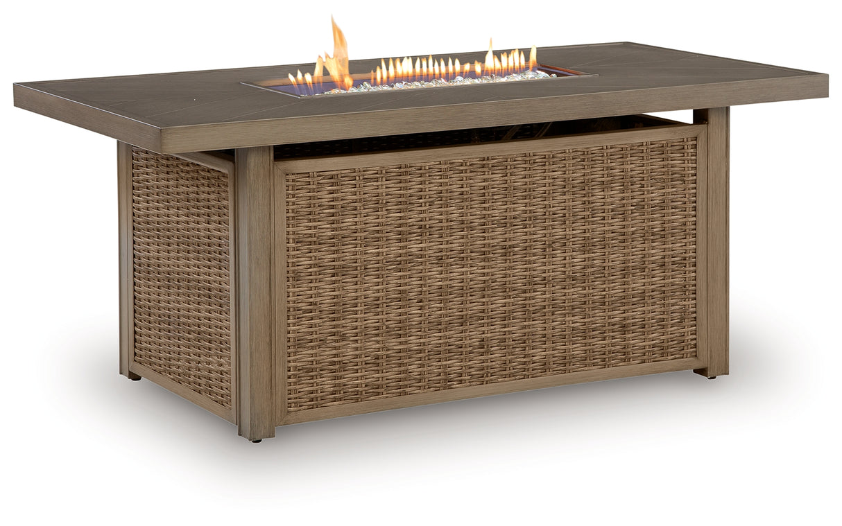 Laguna Heights Beige Outdoor Fire Pit Table from Ashley - Luna Furniture