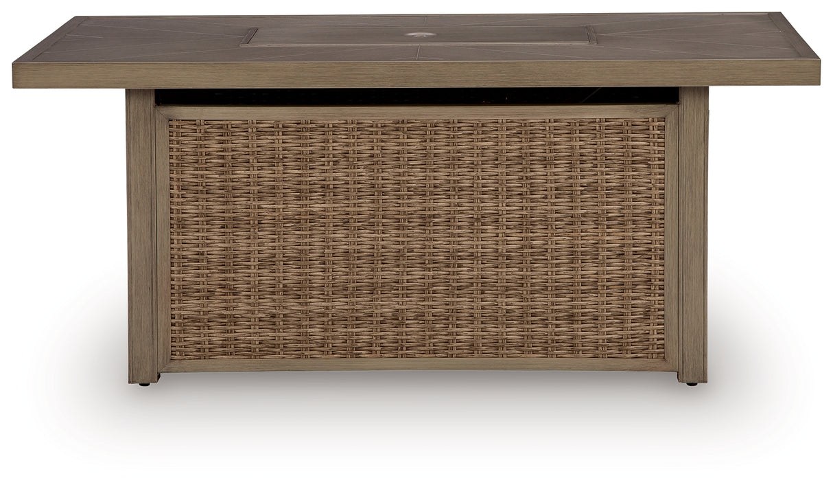 Laguna Heights Beige Outdoor Fire Pit Table from Ashley - Luna Furniture